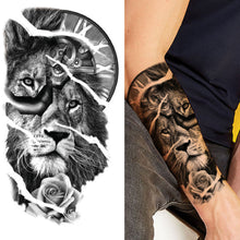 Load image into Gallery viewer, Creative Flower Half Arm Tattoo Stickers Waterproof Fashion Lion Animal Tiger Men Women Tattoo Sticker Snake Tattoo Stickers
