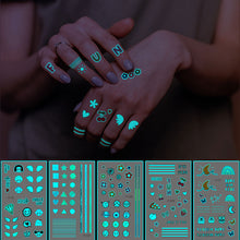 Load image into Gallery viewer, Cute Waterproof Blue Luminous Tattoo Stickers Small Fresh Animal Tattoo Stickers Rainbow Heart Penguin Dog Arm Tattoo Sticker
