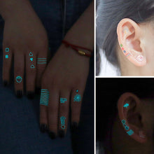 Load image into Gallery viewer, Cute Waterproof Blue Luminous Tattoo Stickers Small Fresh Animal Tattoo Stickers Rainbow Heart Penguin Dog Arm Tattoo Sticker
