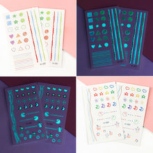 Load image into Gallery viewer, Cute Waterproof Blue Luminous Tattoo Stickers Small Fresh Animal Tattoo Stickers Rainbow Heart Penguin Dog Arm Tattoo Sticker
