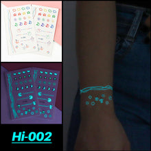 Load image into Gallery viewer, Cute Waterproof Blue Luminous Tattoo Stickers Small Fresh Animal Tattoo Stickers Rainbow Heart Penguin Dog Arm Tattoo Sticker
