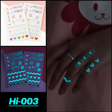 Load image into Gallery viewer, Cute Waterproof Blue Luminous Tattoo Stickers Small Fresh Animal Tattoo Stickers Rainbow Heart Penguin Dog Arm Tattoo Sticker
