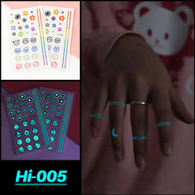 Load image into Gallery viewer, Cute Waterproof Blue Luminous Tattoo Stickers Small Fresh Animal Tattoo Stickers Rainbow Heart Penguin Dog Arm Tattoo Sticker
