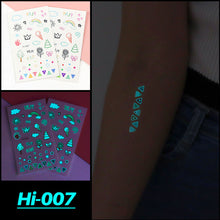 Load image into Gallery viewer, Cute Waterproof Blue Luminous Tattoo Stickers Small Fresh Animal Tattoo Stickers Rainbow Heart Penguin Dog Arm Tattoo Sticker
