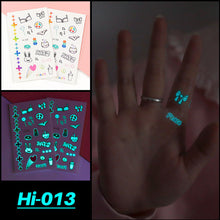 Load image into Gallery viewer, Cute Waterproof Blue Luminous Tattoo Stickers Small Fresh Animal Tattoo Stickers Rainbow Heart Penguin Dog Arm Tattoo Sticker
