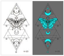 Load image into Gallery viewer, Cute Waterproof Blue Luminous Tattoo Stickers Small Fresh Animal Tattoo Stickers Deer Panda Penguin Dog Arm Tattoo Sticker
