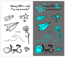 Load image into Gallery viewer, Cute Waterproof Blue Luminous Tattoo Stickers Small Fresh Animal Tattoo Stickers Deer Panda Penguin Dog Arm Tattoo Sticker
