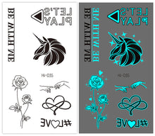 Load image into Gallery viewer, Cute Waterproof Blue Luminous Tattoo Stickers Small Fresh Animal Tattoo Stickers Deer Panda Penguin Dog Arm Tattoo Sticker
