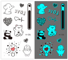 Load image into Gallery viewer, Cute Waterproof Blue Luminous Tattoo Stickers Small Fresh Animal Tattoo Stickers Deer Panda Penguin Dog Arm Tattoo Sticker
