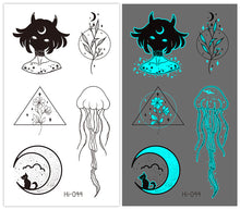Load image into Gallery viewer, Cute Waterproof Blue Luminous Tattoo Stickers Small Fresh Animal Tattoo Stickers Deer Panda Penguin Dog Arm Tattoo Sticker
