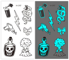 Load image into Gallery viewer, Cute Waterproof Blue Luminous Tattoo Stickers Small Fresh Animal Tattoo Stickers Deer Panda Penguin Dog Arm Tattoo Sticker
