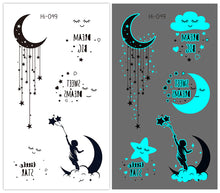 Load image into Gallery viewer, Cute Waterproof Blue Luminous Tattoo Stickers Small Fresh Animal Tattoo Stickers Deer Panda Penguin Dog Arm Tattoo Sticker
