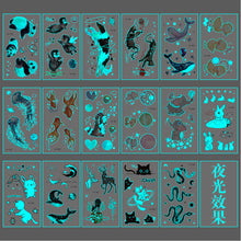 Load image into Gallery viewer, Blue Luminous Tattoo Stickers Waterproof Small Fresh Cute Animal Tattoo Stickers Deer Panda Penguin Dog Arm Tattoo Sticker
