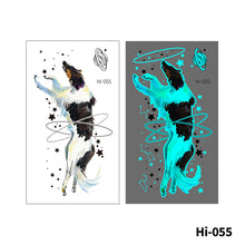 Load image into Gallery viewer, Blue Luminous Tattoo Stickers Waterproof Small Fresh Cute Animal Tattoo Stickers Deer Panda Penguin Dog Arm Tattoo Sticker
