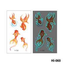 Load image into Gallery viewer, Blue Luminous Tattoo Stickers Waterproof Small Fresh Cute Animal Tattoo Stickers Deer Panda Penguin Dog Arm Tattoo Sticker
