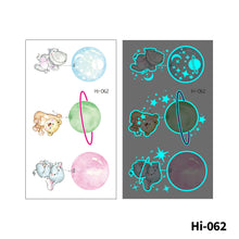 Load image into Gallery viewer, Blue Luminous Tattoo Stickers Waterproof Small Fresh Cute Animal Tattoo Stickers Deer Panda Penguin Dog Arm Tattoo Sticker
