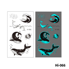 Load image into Gallery viewer, Blue Luminous Tattoo Stickers Waterproof Small Fresh Cute Animal Tattoo Stickers Deer Panda Penguin Dog Arm Tattoo Sticker

