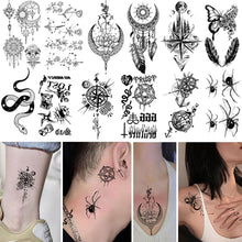 Load image into Gallery viewer, Creative Small Fresh Tattoo Stickers Black and White Color Disposable Tattoo Stickers Arm Body Butterfly Moon Tattoo Stickers
