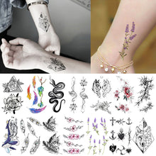 Load image into Gallery viewer, Creative Small Fresh Tattoo Stickers Black and White Color Disposable Tattoo Stickers Arm Body Butterfly Moon Tattoo Stickers
