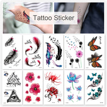 Load image into Gallery viewer, Colorful Small Fresh Tattoo Stickers Waterproof Long-lasting Tattoo Stickers Temporary Body Art Tattoo For Women Men
