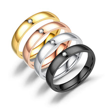 Load image into Gallery viewer, 4mm Popular Fashion Stainless Steel Diamond Ring Couple Ring Micro Set Zircon Ring Simple Design for Women Men

