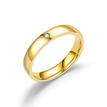 Load image into Gallery viewer, 4mm Popular Fashion Stainless Steel Diamond Ring Couple Ring Micro Set Zircon Ring Simple Design for Women Men
