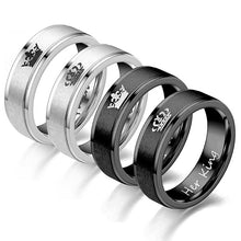 Load image into Gallery viewer, 6mm Fashion Stainless Steel Ring His Queen Her King Couple Silver Black Crown Couple Jewelry Anniversary Valentine's Day Gifts
