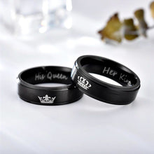 Load image into Gallery viewer, 6mm Fashion Stainless Steel Ring His Queen Her King Couple Silver Black Crown Couple Jewelry Anniversary Valentine's Day Gifts
