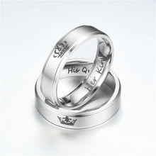 Load image into Gallery viewer, 6mm Fashion Stainless Steel Ring His Queen Her King Couple Silver Black Crown Couple Jewelry Anniversary Valentine's Day Gifts
