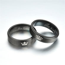 Load image into Gallery viewer, 6mm Fashion Stainless Steel Ring His Queen Her King Couple Silver Black Crown Couple Jewelry Anniversary Valentine's Day Gifts
