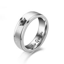 Load image into Gallery viewer, 6mm Fashion Stainless Steel Ring His Queen Her King Couple Silver Black Crown Couple Jewelry Anniversary Valentine's Day Gifts
