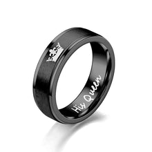 Load image into Gallery viewer, 6mm Fashion Stainless Steel Ring His Queen Her King Couple Silver Black Crown Couple Jewelry Anniversary Valentine's Day Gifts
