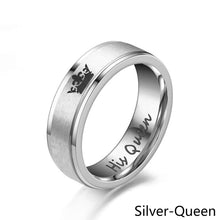 Load image into Gallery viewer, 6mm Fashion Stainless Steel Ring His Queen Her King Couple Silver Black Crown Couple Jewelry Anniversary Valentine's Day Gifts
