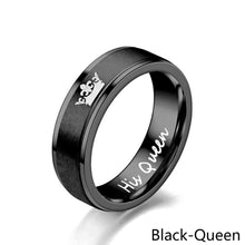Load image into Gallery viewer, 6mm Fashion Stainless Steel Ring His Queen Her King Couple Silver Black Crown Couple Jewelry Anniversary Valentine's Day Gifts
