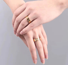 Load image into Gallery viewer, 6mm Popular Fashion Titanium Steel Ring Couple Gold Silver Stainless Steel Zircon Ring Hand Jewelry Simple Design for Women Men
