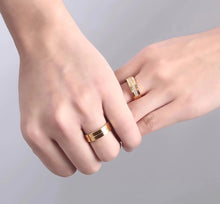Load image into Gallery viewer, 6mm Popular Fashion Titanium Steel Ring Couple Gold Silver Stainless Steel Zircon Ring Hand Jewelry Simple Design for Women Men
