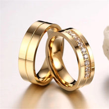 Load image into Gallery viewer, 6mm Popular Fashion Titanium Steel Ring Couple Gold Silver Stainless Steel Zircon Ring Hand Jewelry Simple Design for Women Men
