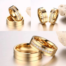 Load image into Gallery viewer, 6mm Popular Fashion Titanium Steel Ring Couple Gold Silver Stainless Steel Zircon Ring Hand Jewelry Simple Design for Women Men
