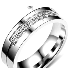 Load image into Gallery viewer, 6mm Popular Fashion Titanium Steel Ring Couple Gold Silver Stainless Steel Zircon Ring Hand Jewelry Simple Design for Women Men
