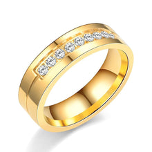 Load image into Gallery viewer, 6mm Popular Fashion Titanium Steel Ring Couple Gold Silver Stainless Steel Zircon Ring Hand Jewelry Simple Design for Women Men
