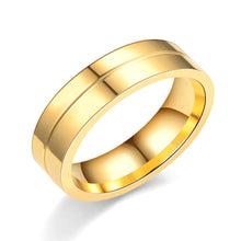 Load image into Gallery viewer, 6mm Popular Fashion Titanium Steel Ring Couple Gold Silver Stainless Steel Zircon Ring Hand Jewelry Simple Design for Women Men
