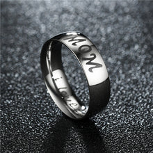 Load image into Gallery viewer, 6mm Polished Silver Titanium Ring Stainless Steel Rings Family Member Rings For Women Man Hand Jewelry Love You Mom Dad Son Daughter
