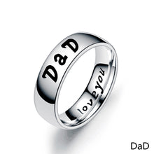 Load image into Gallery viewer, 6mm Polished Silver Titanium Ring Stainless Steel Rings Family Member Rings For Women Man Hand Jewelry Love You Mom Dad Son Daughter
