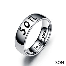 Load image into Gallery viewer, 6mm Polished Silver Titanium Ring Stainless Steel Rings Family Member Rings For Women Man Hand Jewelry Love You Mom Dad Son Daughter
