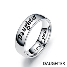 Load image into Gallery viewer, 6mm Polished Silver Titanium Ring Stainless Steel Rings Family Member Rings For Women Man Hand Jewelry Love You Mom Dad Son Daughter
