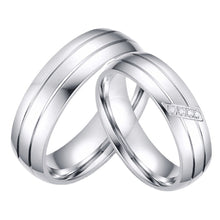 Load image into Gallery viewer, 6mm Titanium Stainless Steel Wedding Ring Shining Cubic Zircon Rings for Couple Women Men Valentine's Gift
