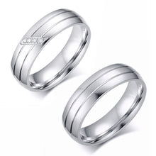 Load image into Gallery viewer, 6mm Titanium Stainless Steel Wedding Ring Shining Cubic Zircon Rings for Couple Women Men Valentine's Gift
