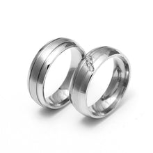 Load image into Gallery viewer, 6mm Titanium Stainless Steel Wedding Ring Shining Cubic Zircon Rings for Couple Women Men Valentine's Gift
