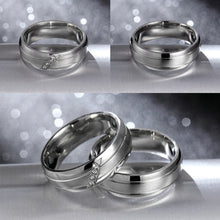 Load image into Gallery viewer, 6mm Titanium Stainless Steel Wedding Ring Shining Cubic Zircon Rings for Couple Women Men Valentine's Gift
