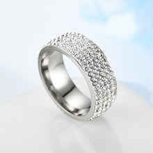 Load image into Gallery viewer, 8mm Stainless Steel Titanium Ring 5 Rows Crystal Rings for Women Men Wedding bands Fashion Jewelry
